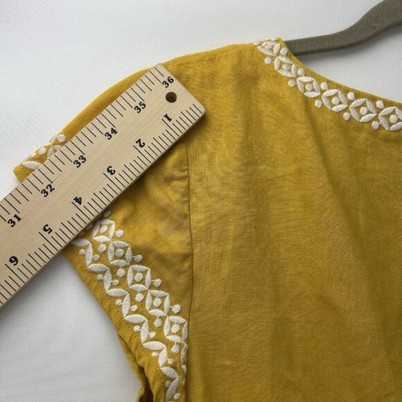 Boden Womens 10R Laura 100% Linen Embroidered Shift Dress in Tuscan Sun Yellow - Picture 5 of 16